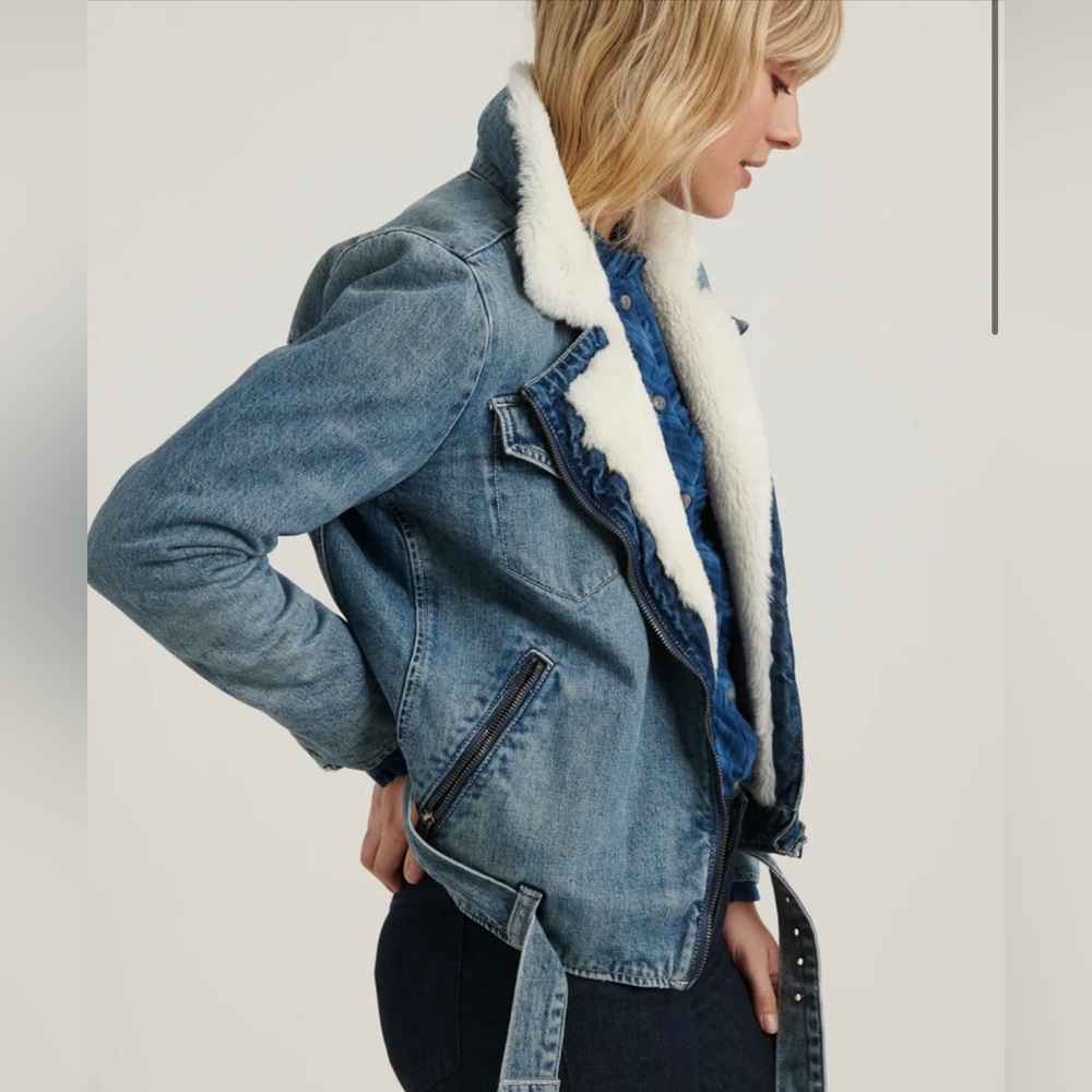NWOT LUCKY BRAND MOTO DENIM FAUX FUR JACKET